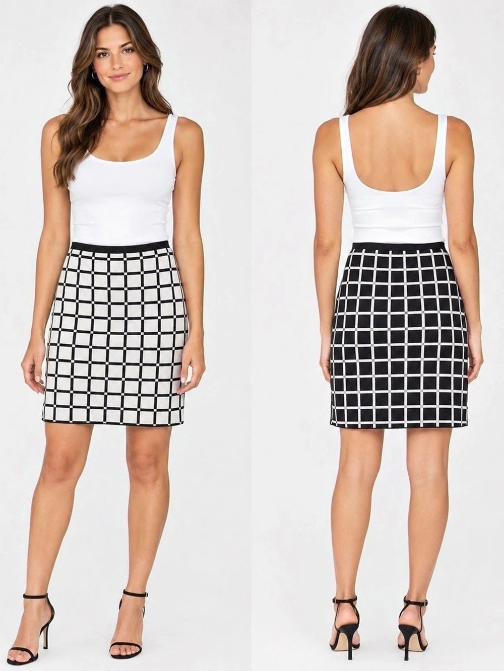 NWOT Trisisto Checkered Mini Skirt in Black & White.